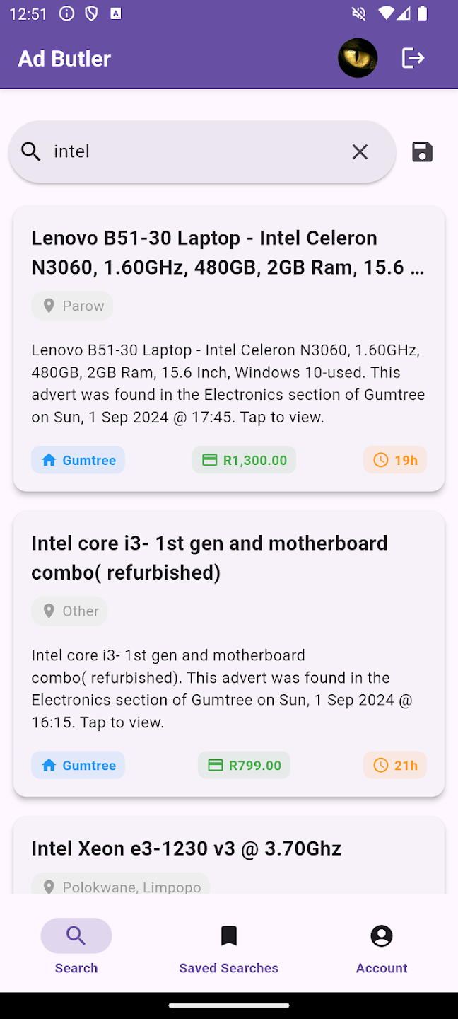 Ad Butler Mobile App Screenshot